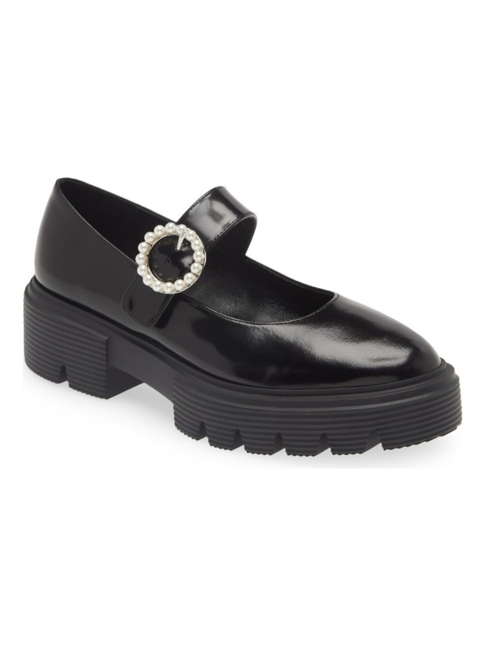 $600 STUART WEITZMAN NOLITA PLATFORM MARY JANE PEARL BLACK LEATHER 7 (PD17